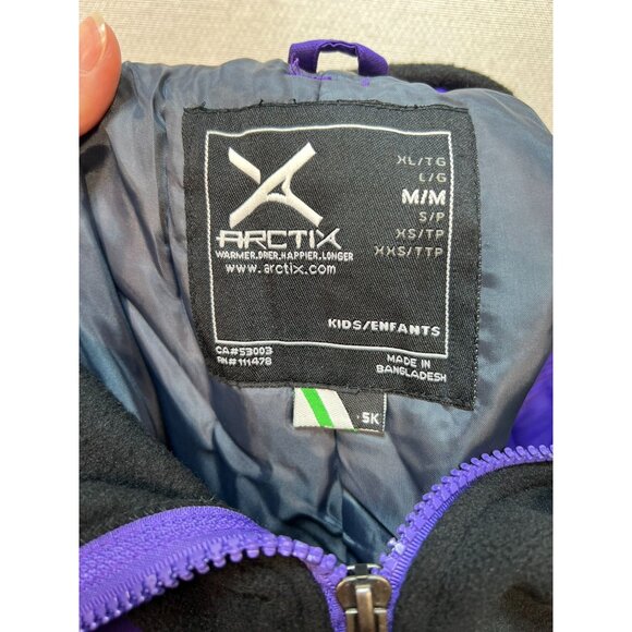 Arctix Kids Limitless Fleece Top Bib Overalls Size Medium Purple Black Zipper - Picture 4 of 12